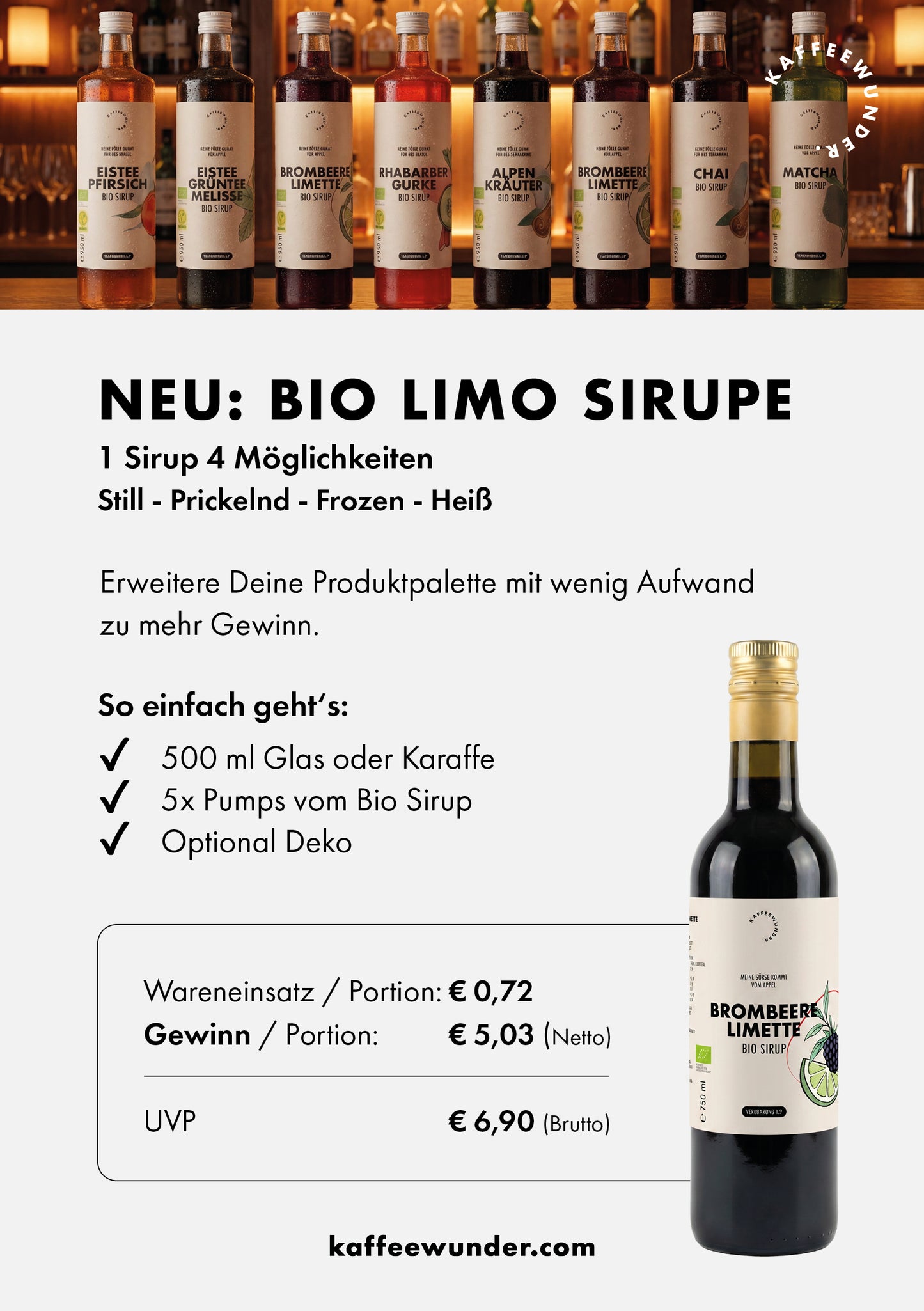 Kaffeewunder Bio Sirup Chai 750ml – Österreichische Bio-Qualität
